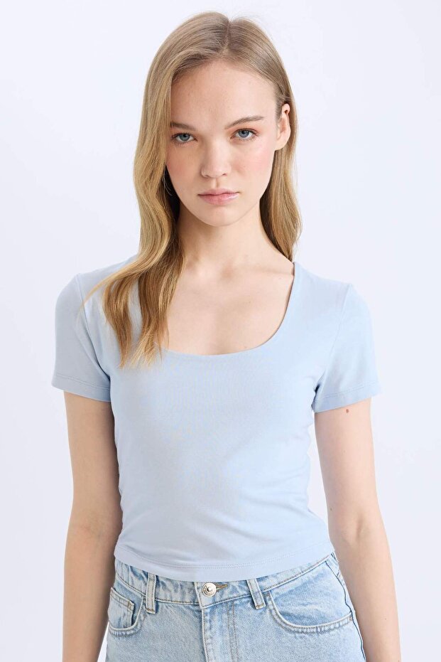 Fıtted U Yaka Basıc Tişört C6102AX25SM - 1