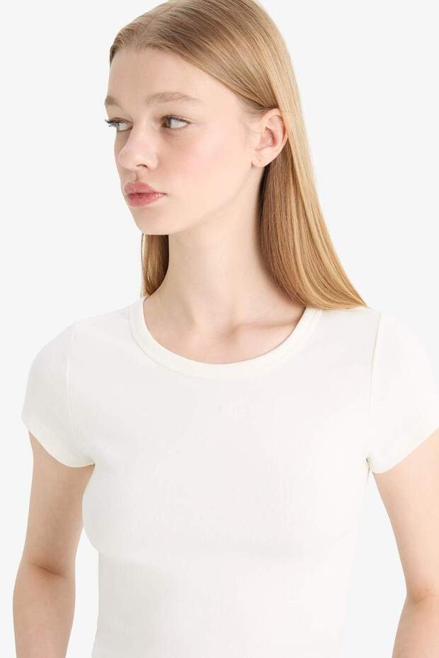 Coool Fıtted Basıc Ribana Tişört F4609AXNS - 4