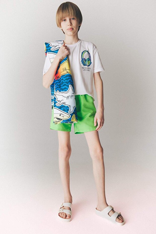 Basic Düz Deniz Şortu Erkek Çocuk B7737A825HS - 1