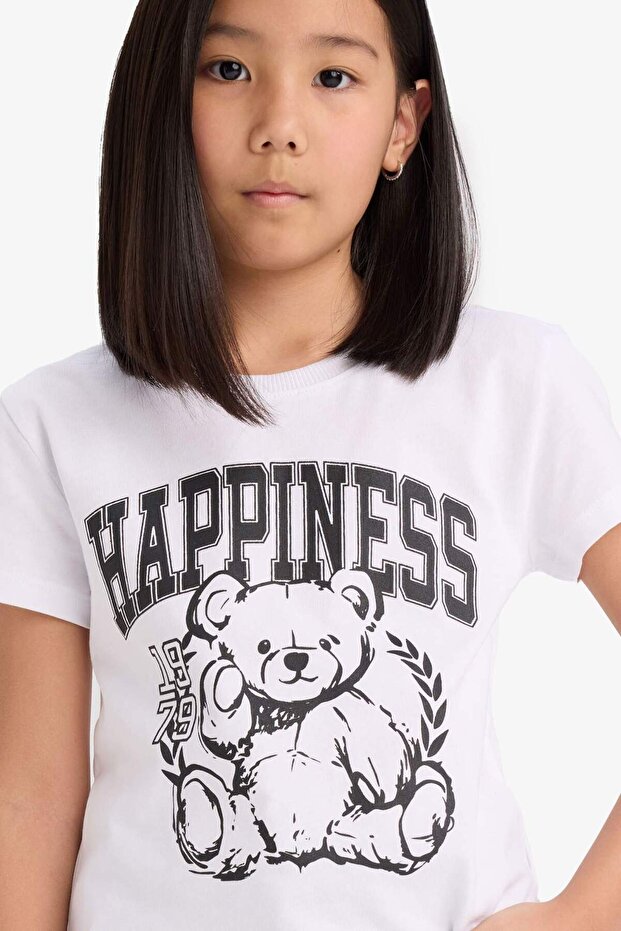 Crew Neck Printed Short Sleeve T-Shirt Girls E5901A825Sm