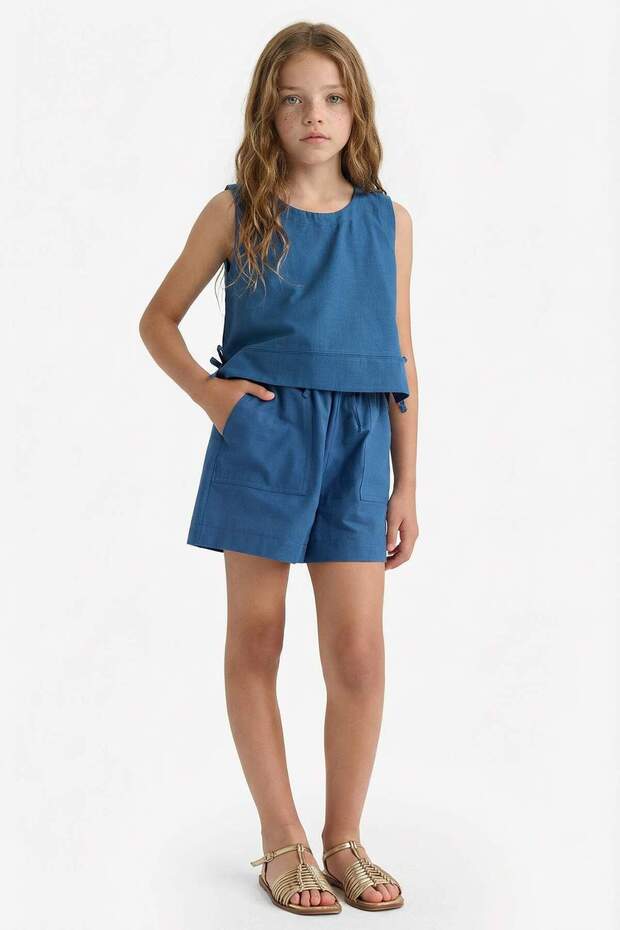 Elastic Waist Cotton Shorts for Girls D7617A825Hs