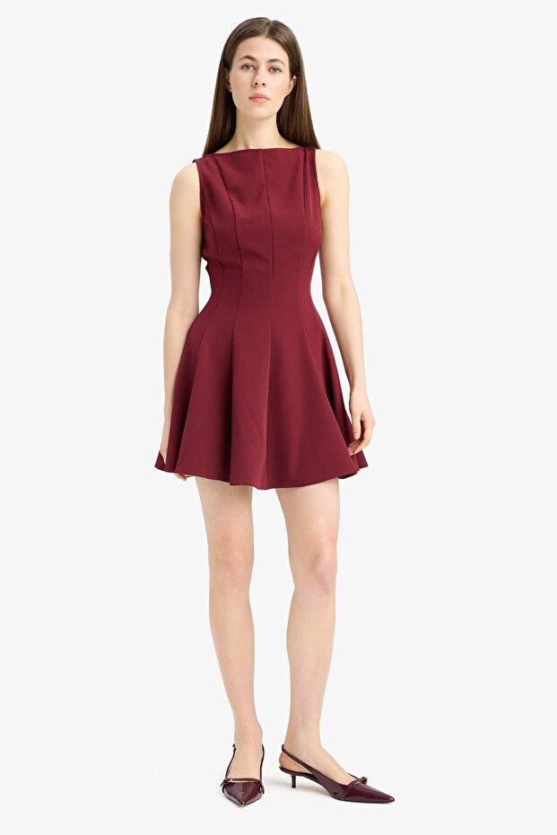 Kajak-Ausschnitt Basic Mini-Abendkleid F0205AX25SP - 4