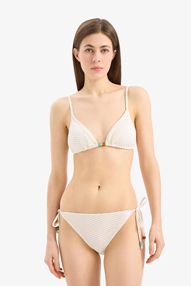 Regular Fit Wrinkled Textured Bikini Bottom E0144Ax25Sm