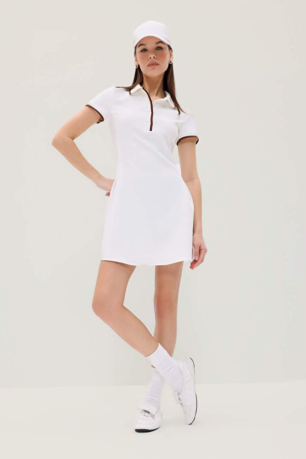 Polo Collar Short Sleeve Mini Summer Dress F3393Ax25Sm