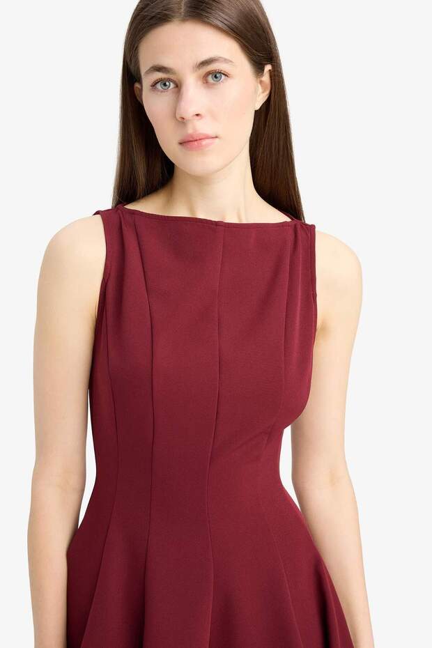 Kajak-Ausschnitt Basic Mini-Abendkleid F0205AX25SP - 5
