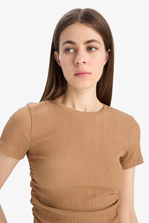 Slim Fit Crew Neck Wrinkled Short Sleeve T-Shirt E0991Ax25Sp