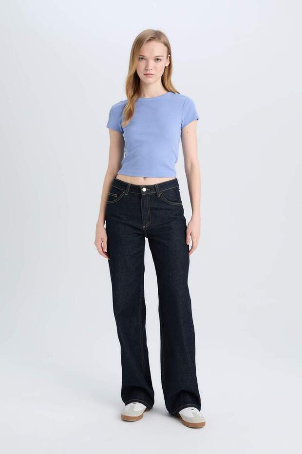 Fıtted Basıc Fitilli Kaşkorse Tişört E0287AX25SM - 2