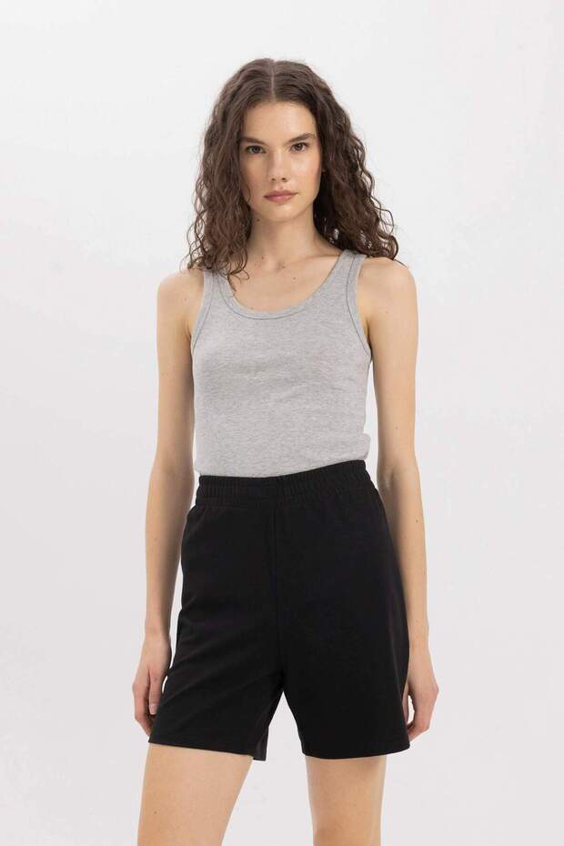 Slim Fit U-Neck Basic Rib Knit Undershirt C9826Axns - 1