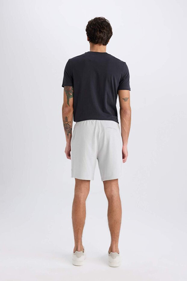 Regular Fit Düz Paça Beli Bağcıklı Cepli Basic Düz Şort B8672AX25SP - 6