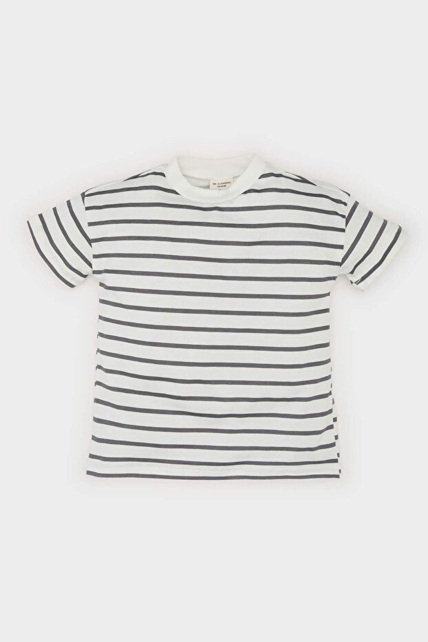 Crew Neck Striped Short Sleeve T-Shirt Baby Boy E6740A525Sm