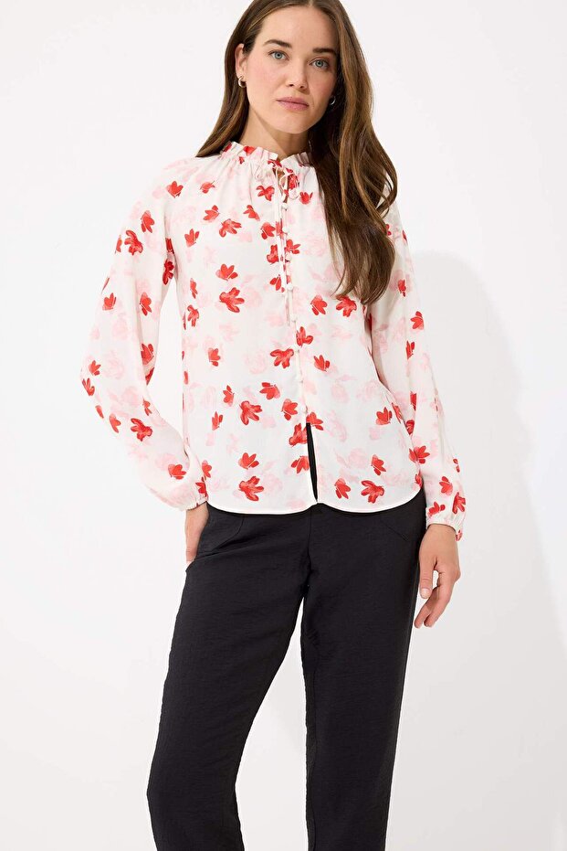 بلوزة ماروكين بأكمام طويلة بنمط منتظم E7637AX25SP - 1