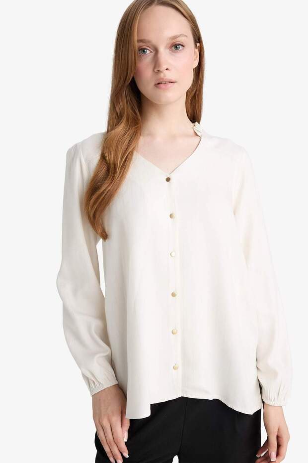 Regular Fit Crew Neck Glitter Fabric Long Sleeve Shirt F0226Ax25Sp