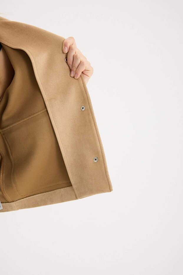 Polo Yaka Cepli Basıc Süet Ceket Mont E6033AX25SP - 6