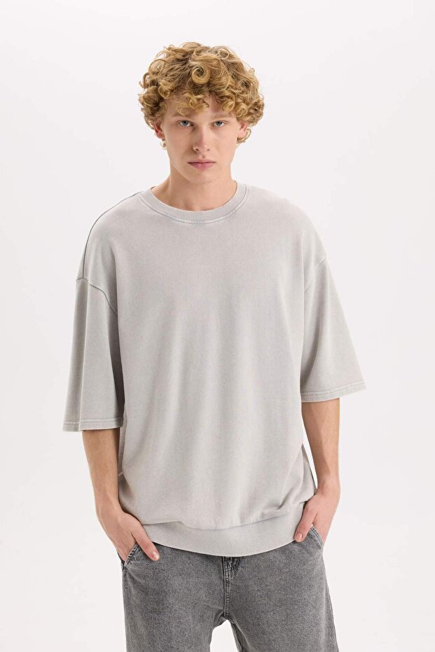 Loose Fit Crew Neck Washed Faded Effect Short Sleeve T-Shirt C0709Ax25Sp