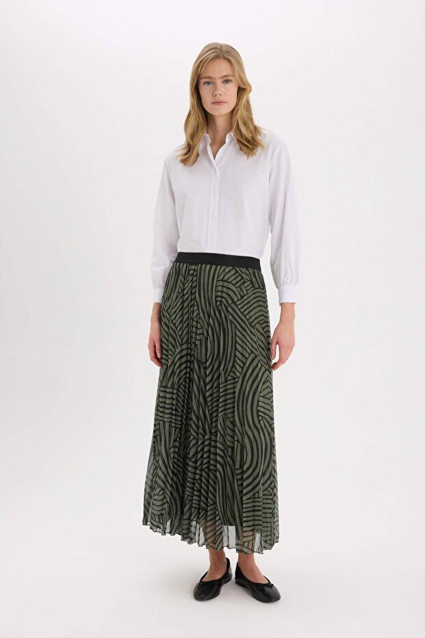 Pleated Printed Chiffon Maxi Hijab Skirt E5454Ax25Sp