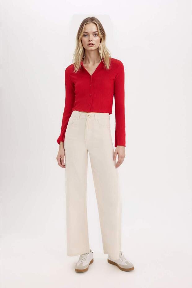 Fıtted Basıc Bürümcük Crop Gömlek A0012AX25SP - 2