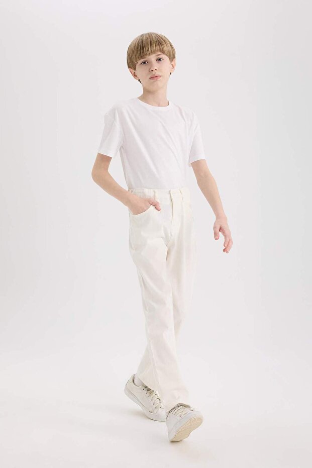 23 April Straight Leg Basic Straight Gabardine Trousers for Boys X4224A625Sm