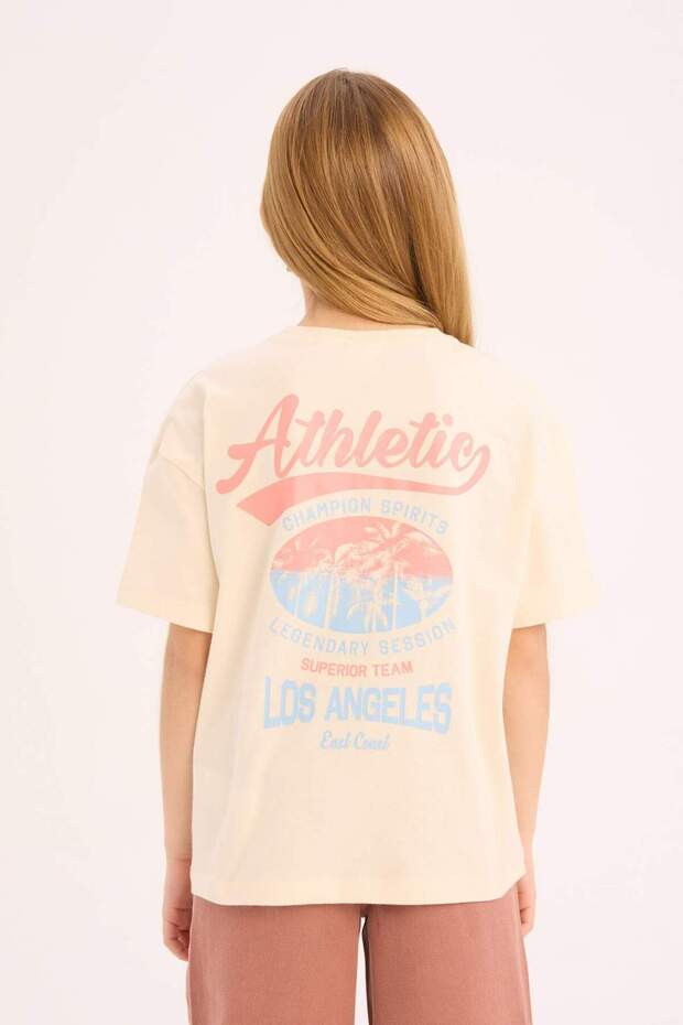 100% Cotton Relax Fit Crew Neck Srt Printed Short Sleeve T-Shirt Girls E0354A825Sm