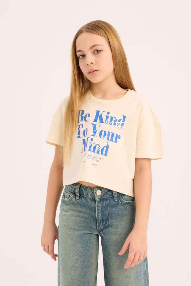 100% Cotton Crew Neck Printed Short Sleeve T-Shirt Girls E0352A825Sm