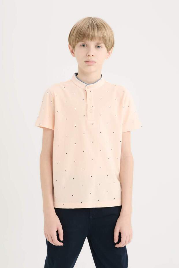 100% Cotton Hakim Collar Pique Short Sleeve T-Shirt for Boys B5938A825Sm