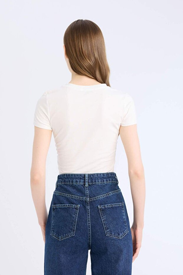 Fıtted Basıc Modal Beyaz Tişört E4519AX25SP - 7