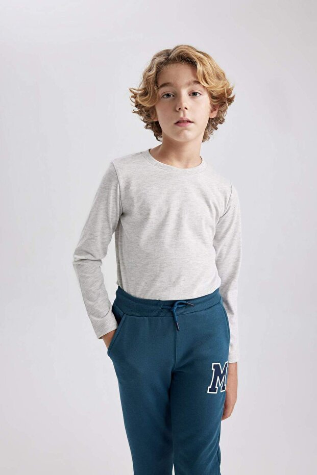 Boy's Regular Fit Crew Neck Long Sleeve T-Shirt - 1