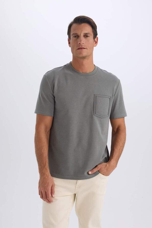 Regular Fit Crew Neck Short Sleeve Heavy Fabric T-Shirt D7228Ax25Sp
