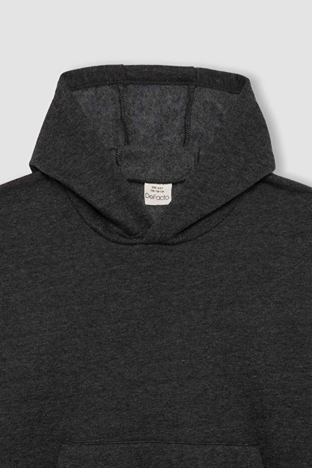 Basic Düz Kapüşonlu Sweatshirt Erkek Çocuk B7773A8NS - 7