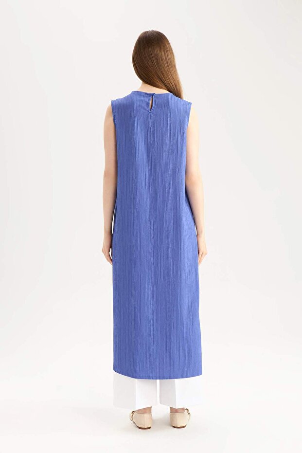 Basıc Gofre Dokulu Midi Elbise E1822AX25SP - 5