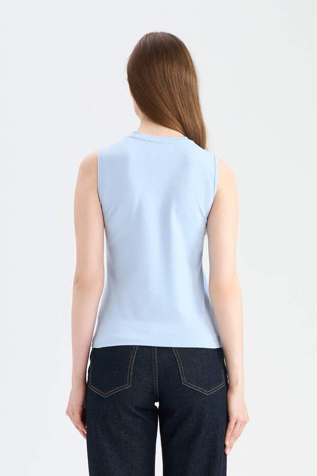 Regular Fit Crew Neck Basic Sima ujjatlan tunika E7619AX25SP - 6