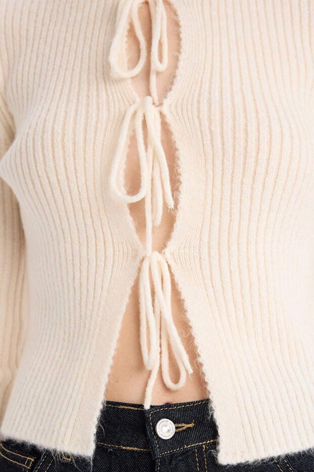 Bağlamalı Basıc Triko Hırka E6914AX25SP - 5