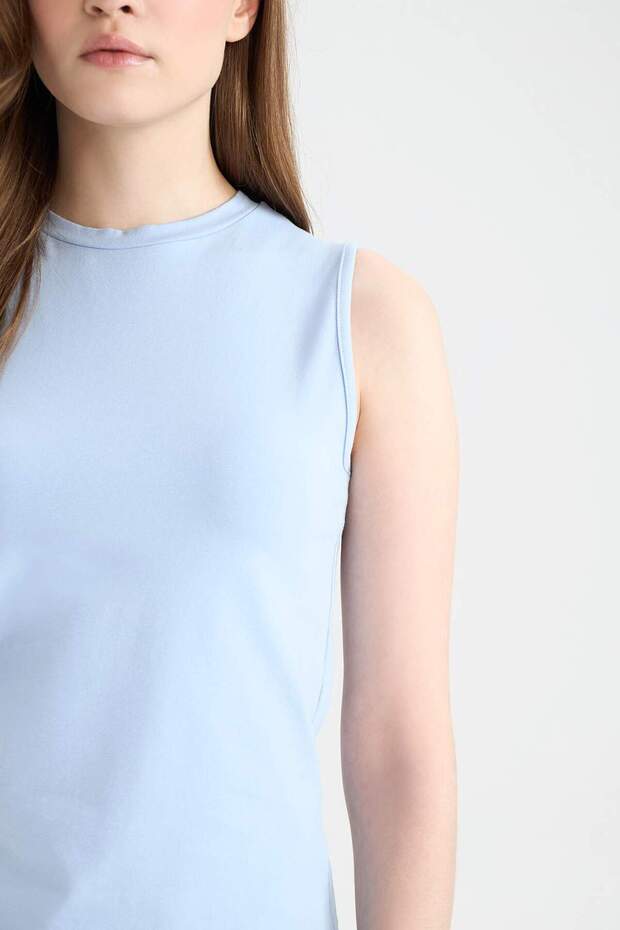 Regular Fit Crew Neck Basic Sima ujjatlan tunika E7619AX25SP - 5