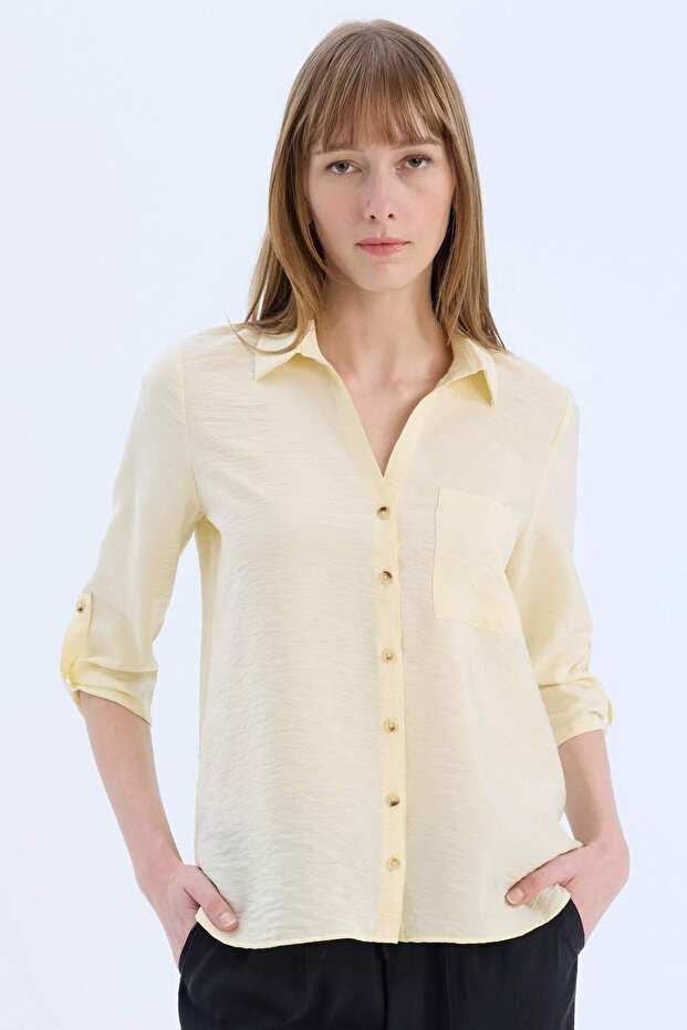 Regular Fit Basic Solid Long Sleeve Shirt M9407Az - 1