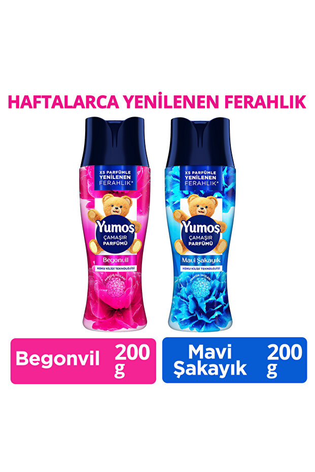 Yumoş Çamaşır Parfümü Begonvil 200g x1 + Çamaşır Parfümü Mavi Şakayık 200g x1