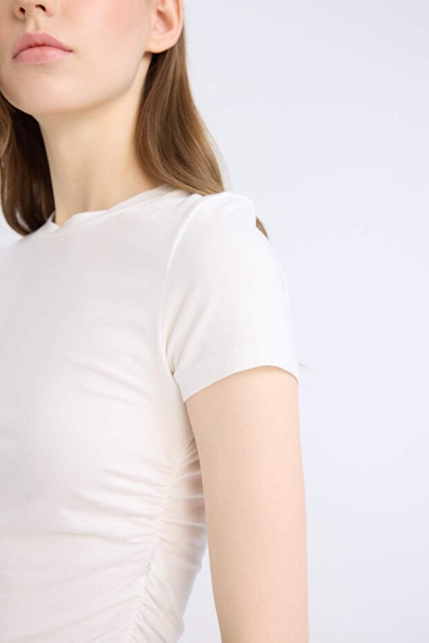 Fıtted Basıc Modal Beyaz Tişört E4519AX25SP - 5