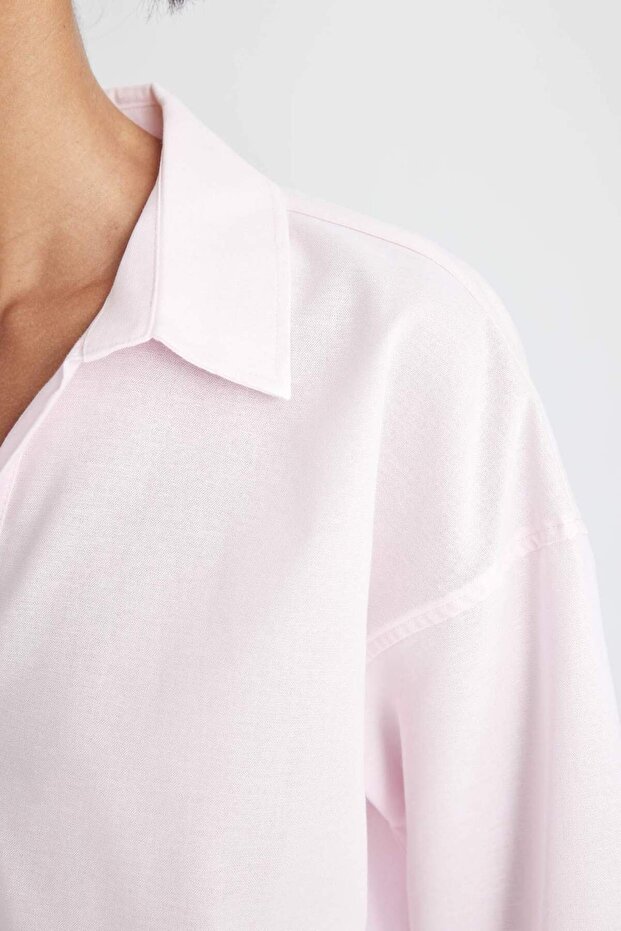 %100 Pamuk Oversıze Basıc Oxford Gömlek C4597AX25SP - 5