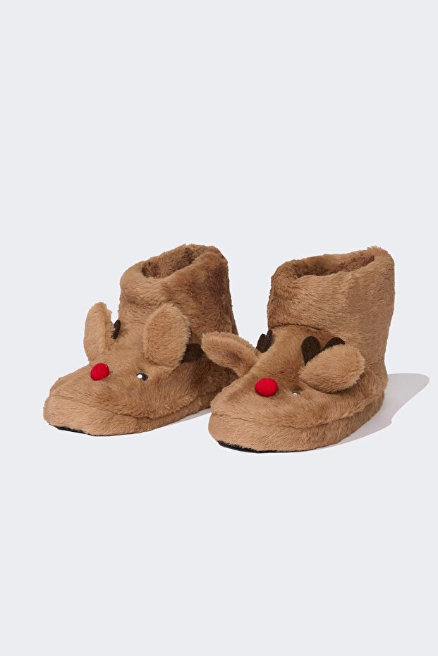 New Year's Themed Flat Sole Home Boots for Girls Y4305A624Wn