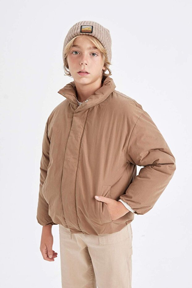 Waterproof Stand Collar Zipper Pocket Coat for Boys C5978A824Au