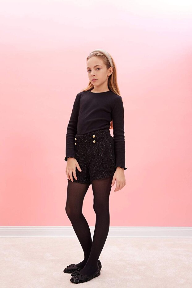 Cotton Shiny Fabric Shorts Girl D6116A824WN