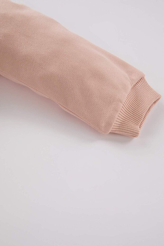 ياقة قميص مطبوع سويت شيرت ناعم من الداخل للفتيات الصغيرات D7210A524WN - 3