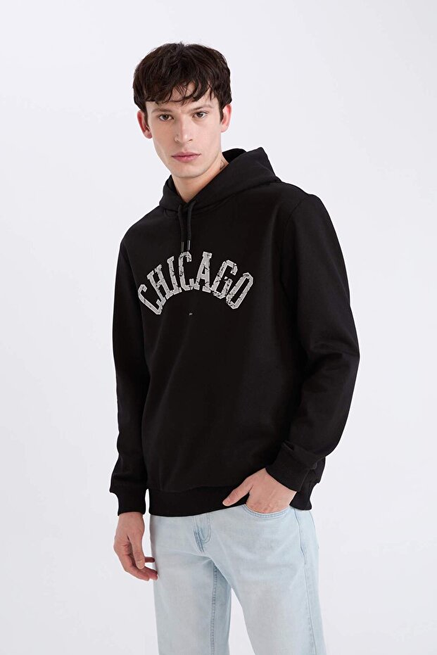 Regular Fıt Kapüşonlu Baskılı Sweatshirt E3208AX24WN - 3