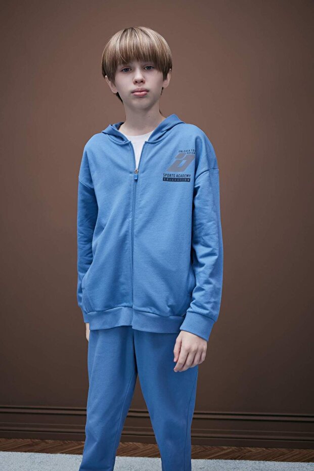 100% Cotton Printed Hooded Zipper Sweatshirt for Boys D8536A825Sp
