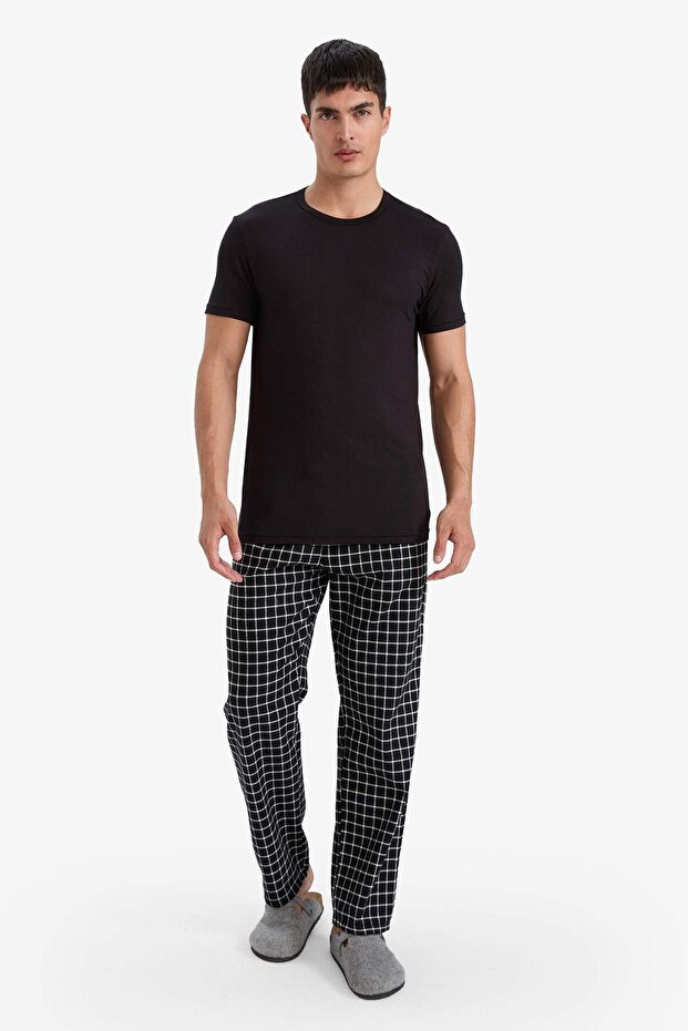 Regular Fit Pocketed Long Length Checkered Pajama Bottoms C6124Ax24Cw