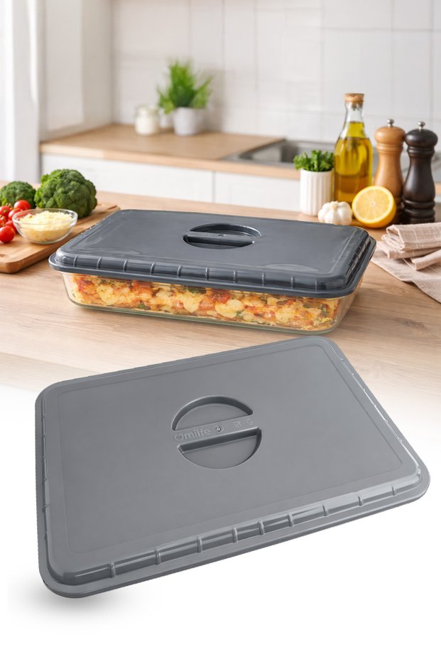 Gray Color Rectangular Borcam Lid Leak-Proof and Durable Plastic Material Food Storage Cover