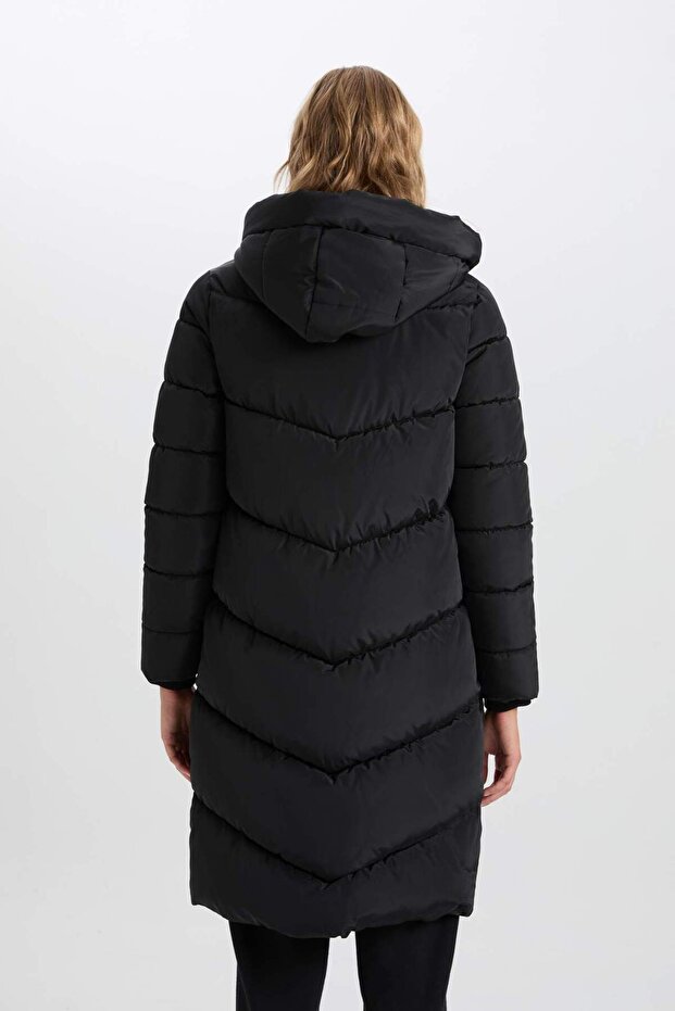 Vízlepergető hosszú felfújható kabát Parka hőszigetelő kapucnis steppelt cipzáras zsebekkel A3174ax24wn - 7