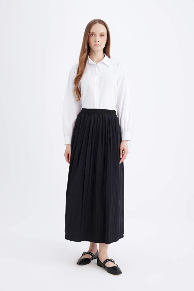 A-Line Normal Waist Basic Plain Flared Maxi Skirt E2369Ax24Wn - 3