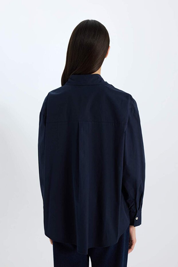 Oversıze Poplin Basıc Gömlek E2677AX24WN - 6