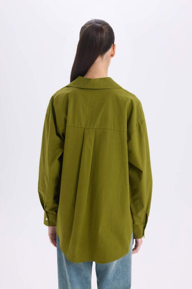 Oversıze Poplin Basıc Gömlek E2677AX24WN - 7