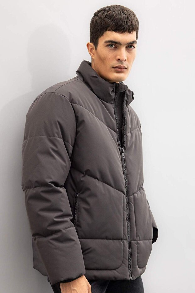 Slim Fit Coat Slim Fit Stand Collar Zipper Pocket C9020Ax24Wn