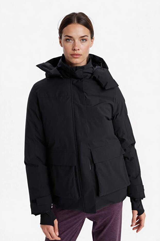 Windproof Water Repellent Regular Fit Hooded Winter Coat with Zipper Pockets C6032Ax24Wn